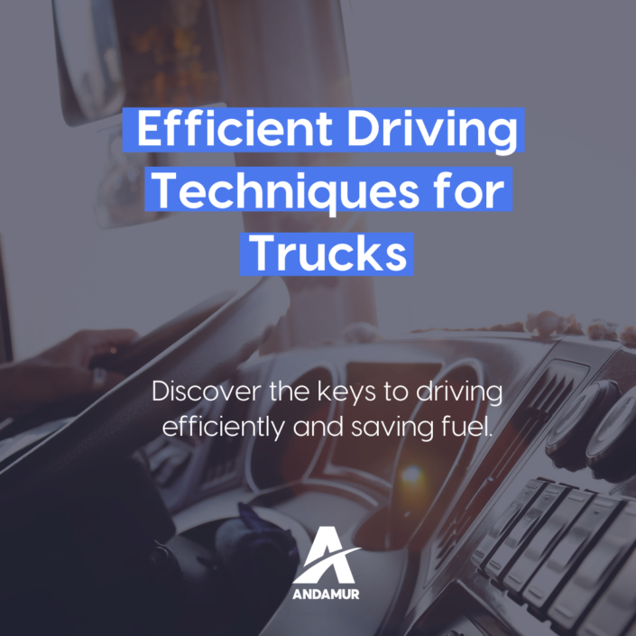 Efficient driving techniques. Driver inside a truck.
